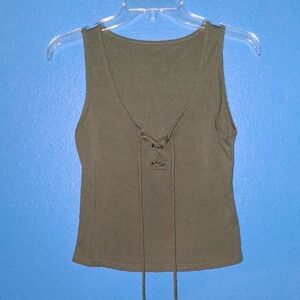 SHEIN Khaki Lace-Up Tank Top